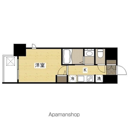 広島県広島市西区横川町２丁目[1K/22.03m2]の間取図