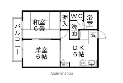 アンフィニ・コート[2DK/41.58m2]の間取図