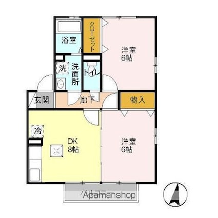 カハラ　Ｂ[2DK/47.91m2]の間取図