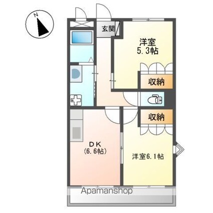コムス・エルアール[2DK/45.63m2]の間取図