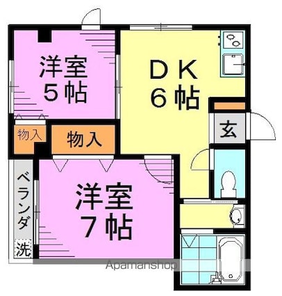 アイネプルメリア[2DK/40m2]の間取図