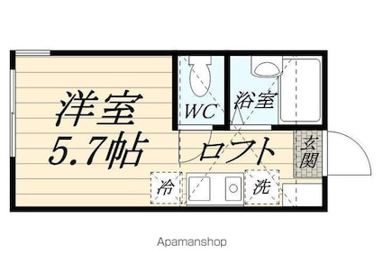 ＡｘｉａＣｏｕｒｔＫｉｓｈｉｙａ[1R/14.49m2]の間取図