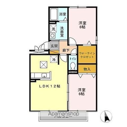 サニーフラット　Ａ[2LDK/56m2]の間取図