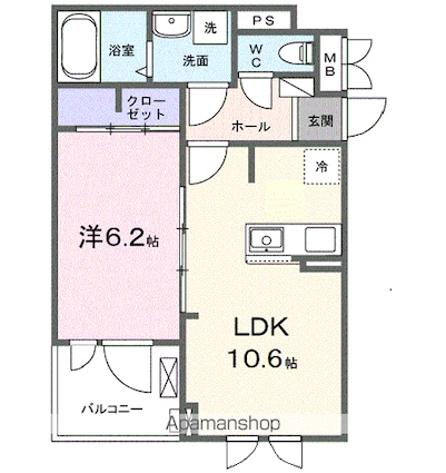フルール彦根[1LDK/40.14m2]の間取図