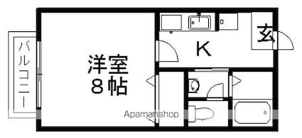 セジュール喜田村[1K/26.71m2]の間取図