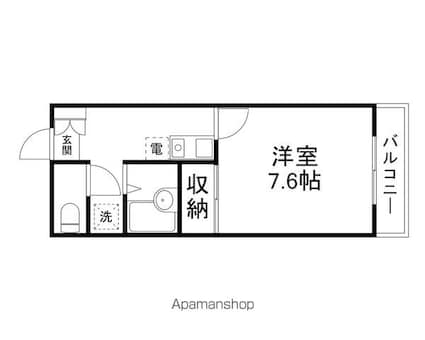 マジェスト旭[1K/25.5m2]の間取図