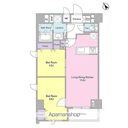 デルックス田端[2LDK/55.6m2]の間取図