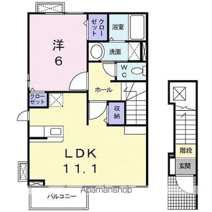 カーサ　セレーノ　Ⅱ[1LDK/46.09m2]の間取図