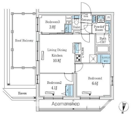 プライムブリス中野富士見町Ⅱ[3LDK/52.02m2]の間取図