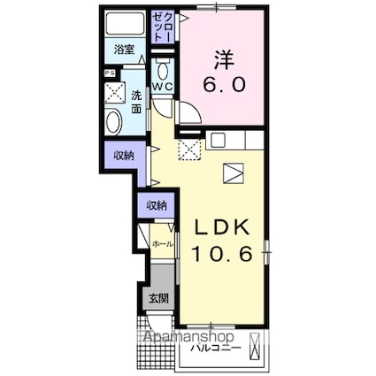 千葉県松戸市幸田５丁目[1LDK/42.19m2]の間取図