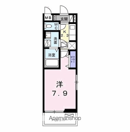 アヴァンセ　Ⅱ[1K/26.09m2]の間取図