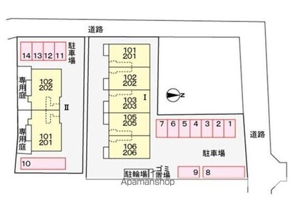 スプレンデール　Ⅰ[1LDK/44.39m2]の配置図