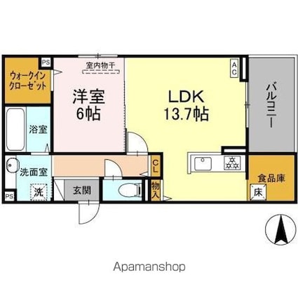 サンメゾン・小池Ａ[1LDK/53.76m2]の間取図