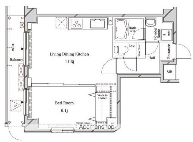 ラフィスタ中野鷺宮[1LDK/43.81m2]の間取図