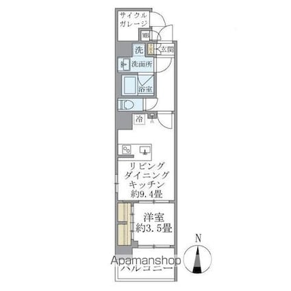Ｄ’ｓ　ＶＡＲＩＥ三ノ輪レジデンス[1LDK/35.03m2]の間取図
