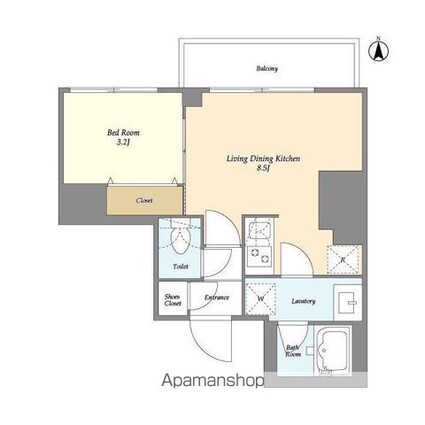 クラリティア西日暮里[1LDK/30.36m2]の間取図
