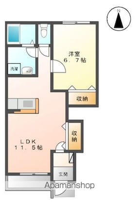 シーズンワンＡ[1LDK/44.95m2]の間取図