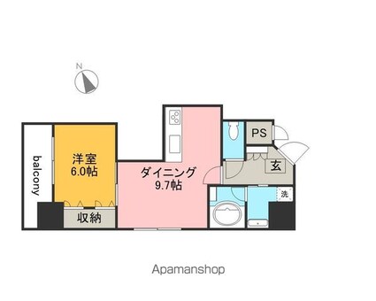 広島県広島市中区舟入中町[1LDK/38.92m2]の間取図