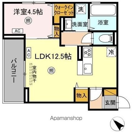 レ・セーナ八幡[1LDK/42.27m2]の間取図