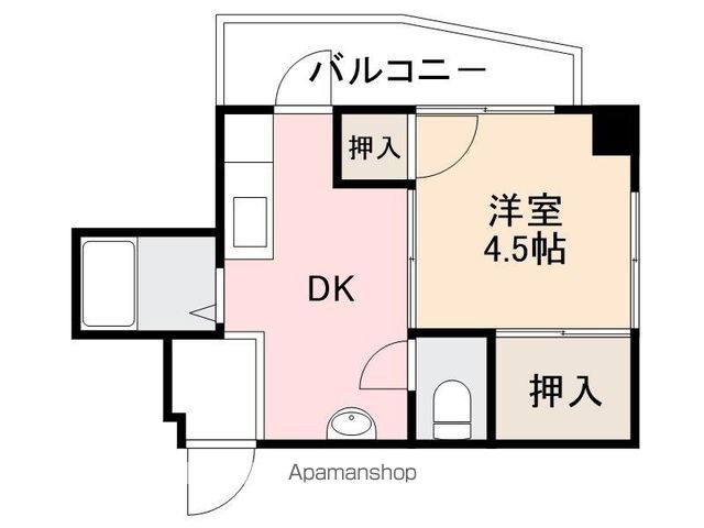 塚本マンション[1DK/25.5m2]の間取図