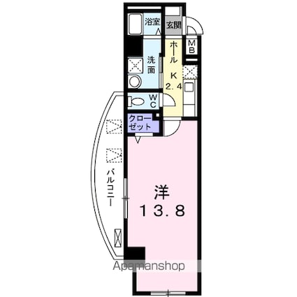 エスパシオ南蔵王[1K/38.67m2]の間取図