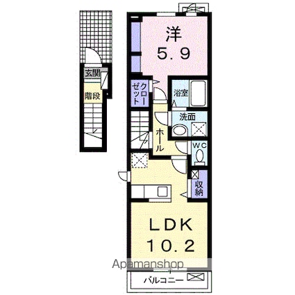 楓の樹[1LDK/44.66m2]の間取図
