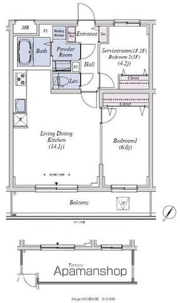 Ｄｅａｒ　ＷＡＮ　Ｃｏｕｒｔ練馬平和台[1SLDK/54.3m2]の間取図