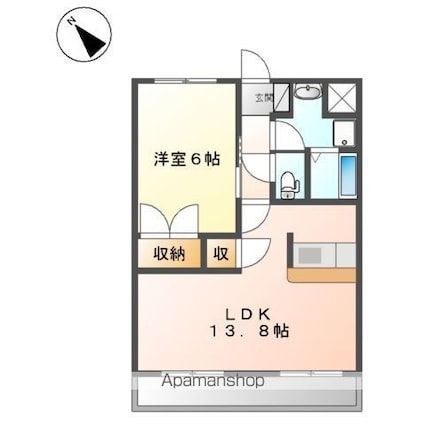 ボヌールエスパースⅠ[1LDK/44.95m2]の間取図