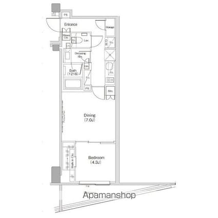 ザ・パークハビオ渋谷クロス[1DK/37.79m2]の間取図