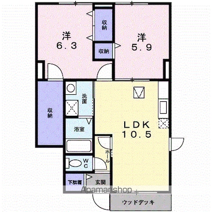 オリージャ　Ⅰ[2LDK/54.86m2]の間取図