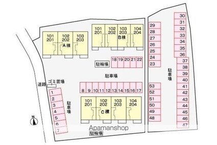 エクセラン一宮Ｃ[2LDK/58.99m2]の配置図