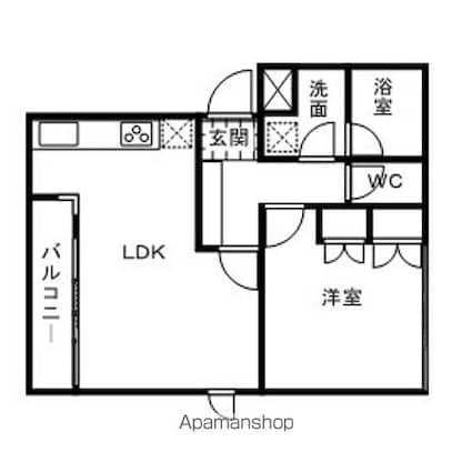 アールコート上野毛[1LDK/49.1m2]の間取図