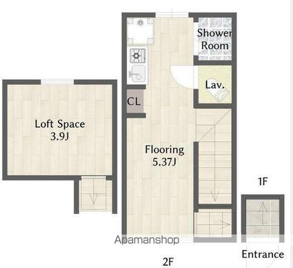 東京都杉並区高円寺南２丁目[1R/13.26m2]の間取図