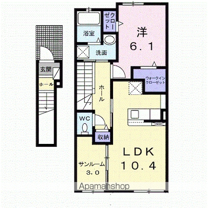 ベラ　ルーナ[1LDK/51.63m2]の間取図
