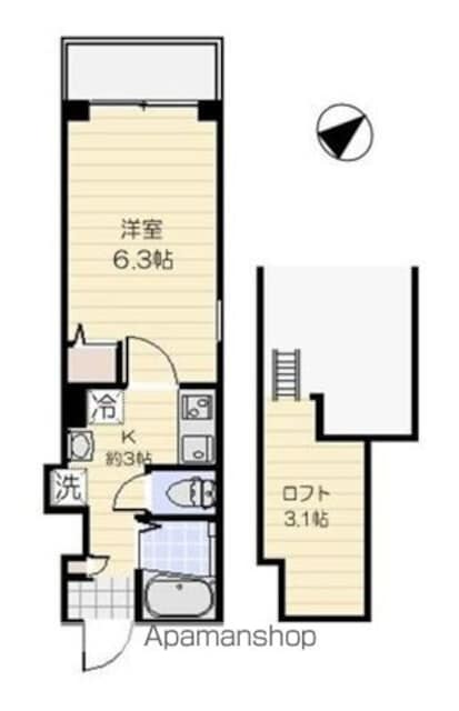 東京都世田谷区若林４丁目[1K/20.11m2]の間取図