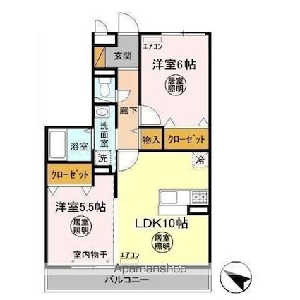 茨城県水戸市元吉田町[2LDK/52.11m2]の間取図