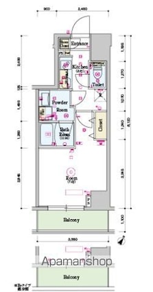 スカイコートグランデ大塚[1K/25.22m2]の間取図