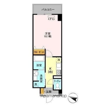アーバンシャトー千葉[1K/34.38m2]の間取図