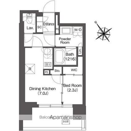 コンフォリア芝浦ＭＯＫＵ[1DK/30.02m2]の間取図