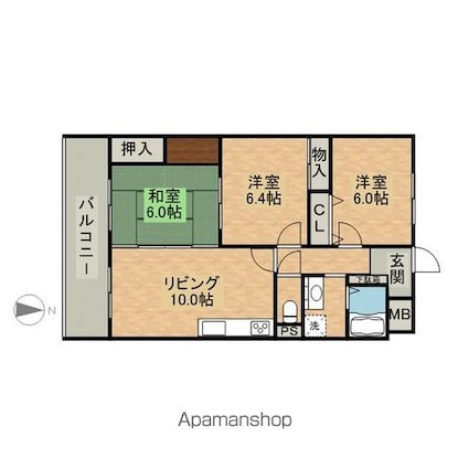 パールマンション手鎌[3LDK/65.34m2]の間取図