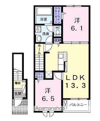 メゾン　ドゥイエット[2LDK/59.58m2]の間取図