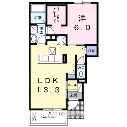 広島県福山市南今津町[1LDK/47.31m2]の間取図