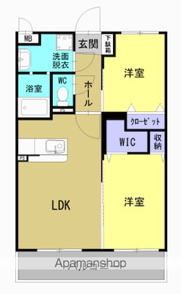 フルール[2LDK/51m2]の間取図