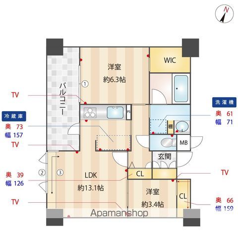 エンクレスト博多PREMIERの間取り写真