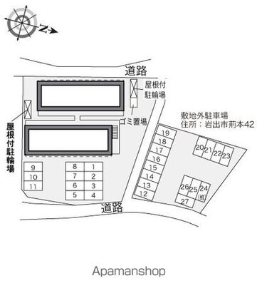 レオパレスブリュシェル荊本[1K/23.18m2]の配置図