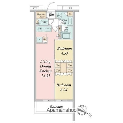 ブランシエスタ目黒中央町[2LDK/52.72m2]の間取図