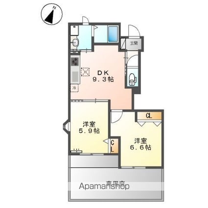 アイディール[2DK/48.37m2]の間取図