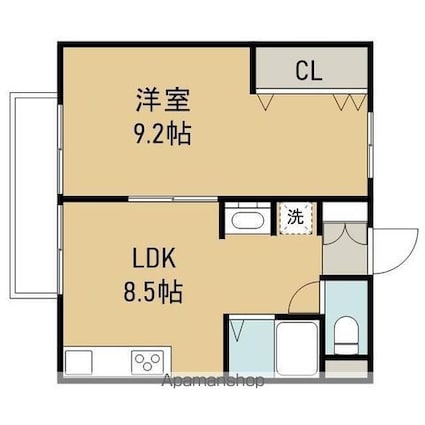 東京都武蔵野市西久保２丁目[1LDK/36.92m2]の間取図