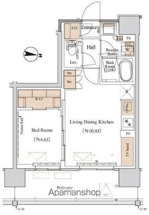 ブランシエスタ木場[1LDK/39.93m2]の間取図