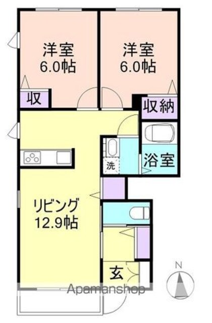 和歌山県和歌山市有家[2LDK/54.61m2]の間取図